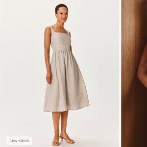 Quince European Linen Fit & Flare Midi Dress- Flax- XS